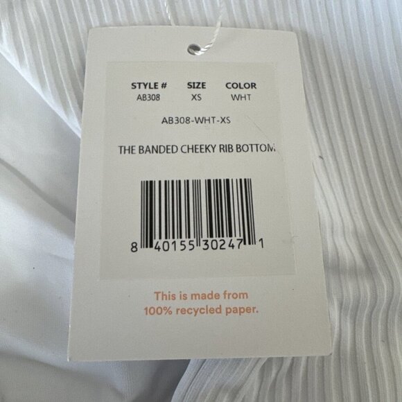 Andie Women's XS Banded Cheeky Rib Swim Bottom Bikini White NWT - Picture 5 of 16